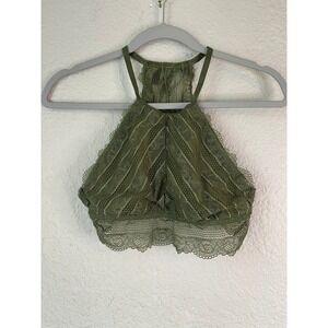 Aerie Olive Green Lace Halter Bralette Top - Women's‎ Small